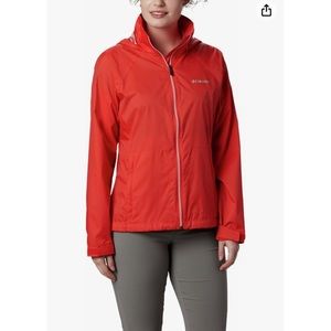 COLUMBIA Switchback III Packable Rain jacket Rain coat Bold Orange Medium M EUC